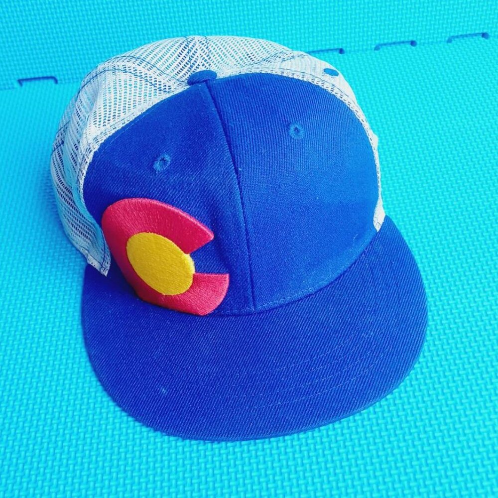 Aksels Colorado Limited Royal Blue Snapback Trucker Cap Hat Red C‎ Logo